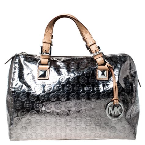 michael kors taschen schwarz silber|michael kors opened satchel purse.